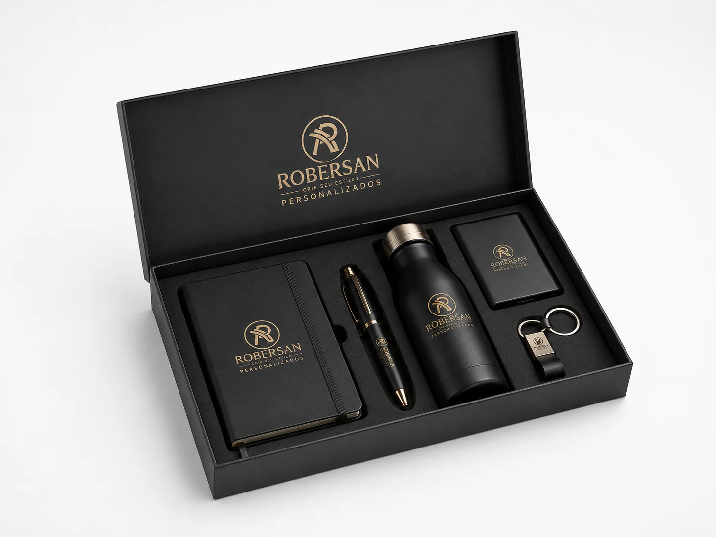 Kits corporativos — referência de personalização Robersan